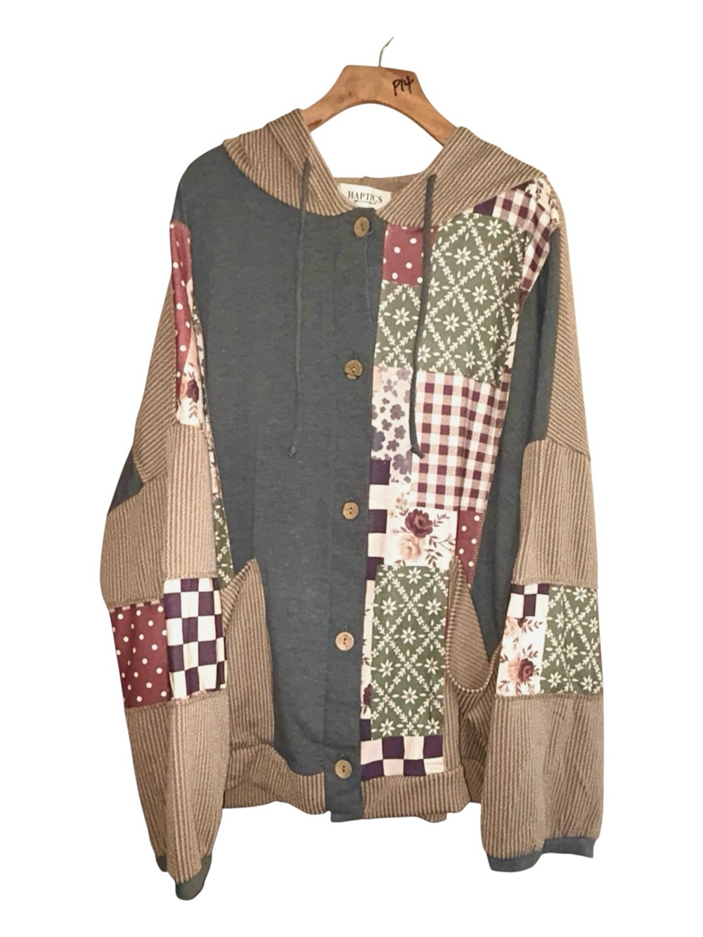 🔥HAPTICS 3X French Terry Patchwork Polkadot & Ribbed Color Block Jacket Top NEW